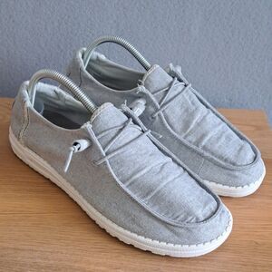 Hey Dude Wendy Chambray Womens US 10 EU 41 Light Grey Casual Shoes Heydude